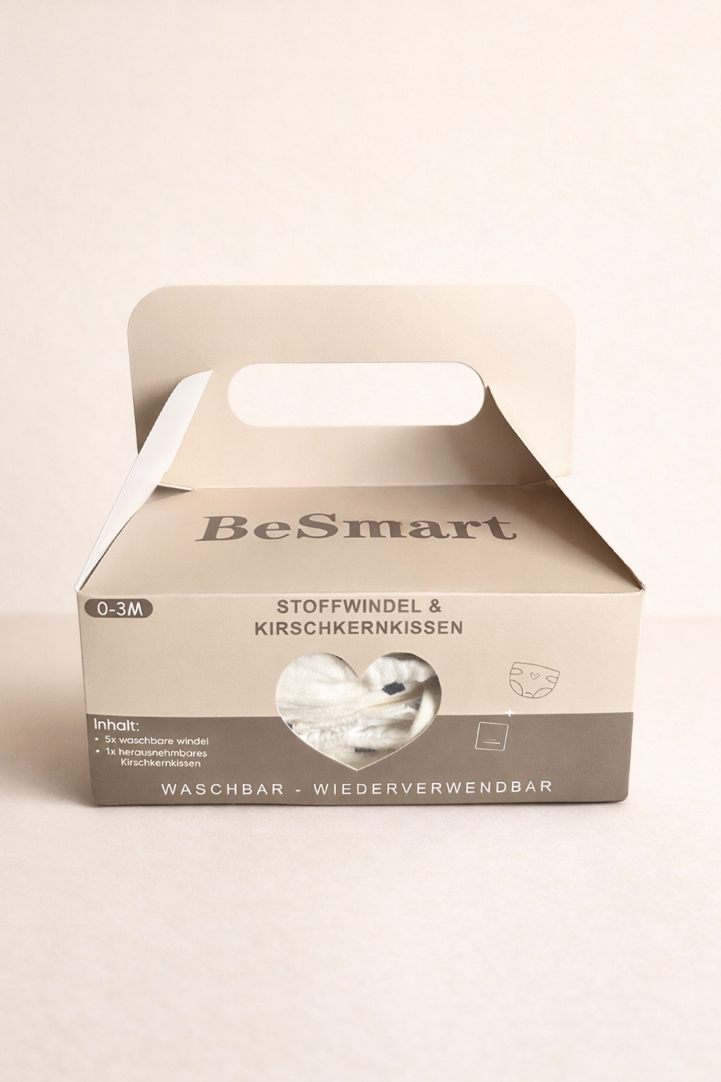 BeSmart® Stoffwindel Set (0-3 Monate) - 5 waschbare Windeln mit Kirschkernkissen | Wiederverwendbar & nachhaltig