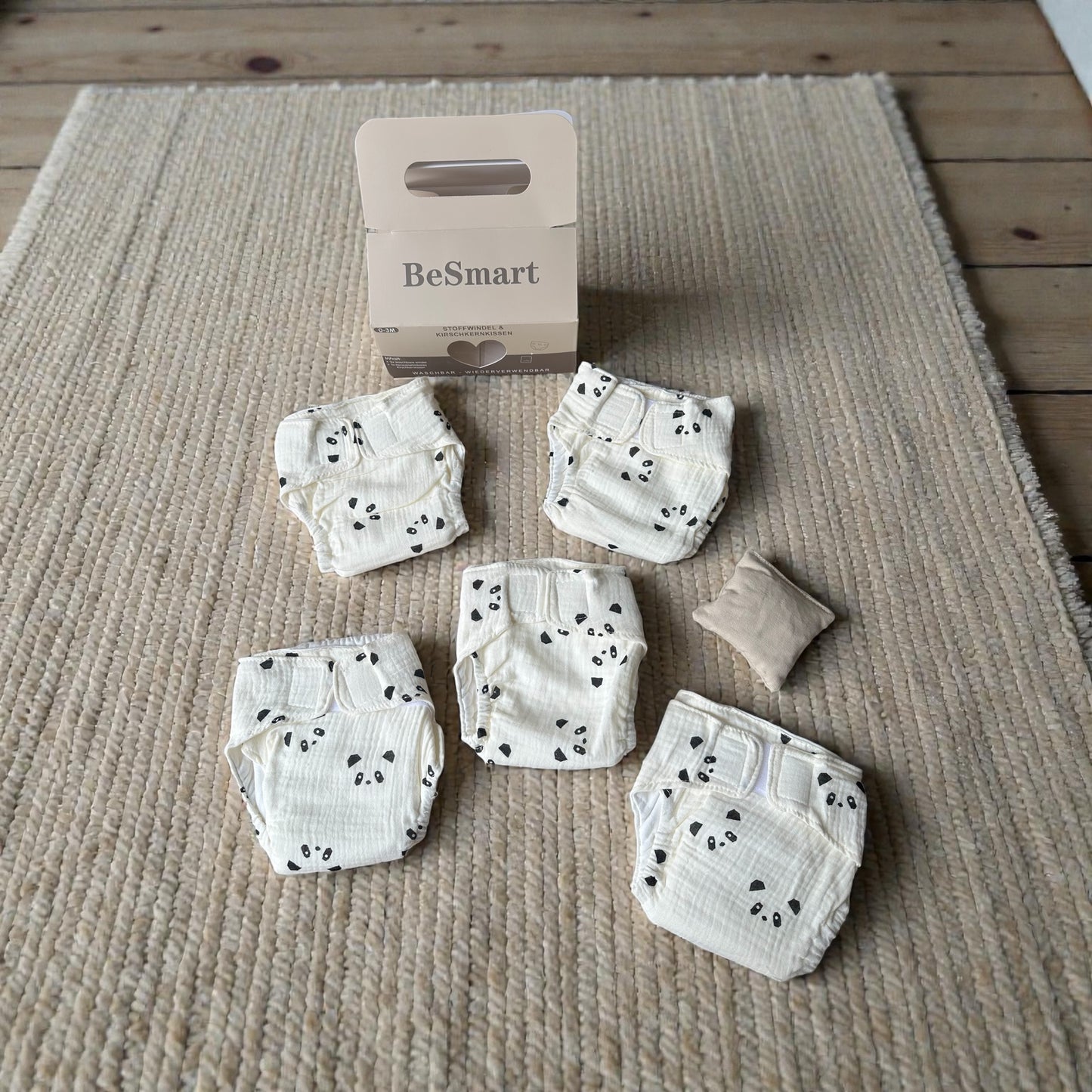 BeSmart® Stoffwindel Set (0-3 Monate) - 5 waschbare Windeln mit Kirschkernkissen | Wiederverwendbar & nachhaltig