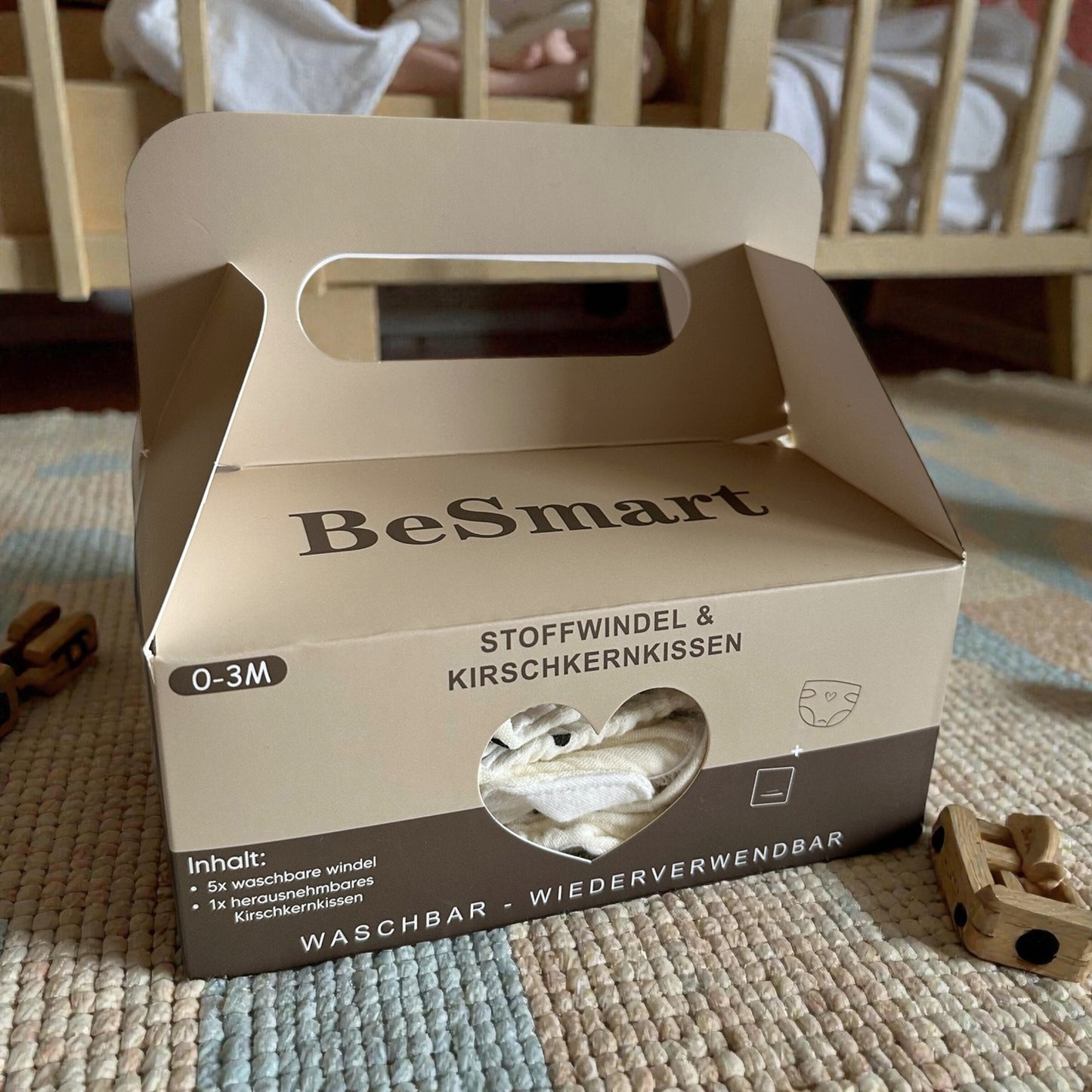 BeSmart® Stoffwindel Set (0-3 Monate) - 5 waschbare Windeln mit Kirschkernkissen | Wiederverwendbar & nachhaltig